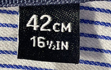 Load image into Gallery viewer, Van Heusen Mens Blue White Striped Cotton Tencel Custom Fit Dress Shirt Sz 16.5
