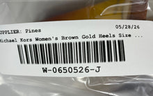 Load image into Gallery viewer, Michael Kors Womens Hazel Brown Gold Block Heel Ankle Strap Sandals Size 7.5M

