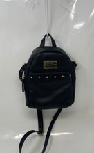 Load image into Gallery viewer, Tommy Hilfiger Womens Black Faux Leather Studded Adjustable Strap Small Backpack
