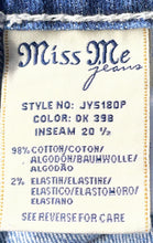 Load image into Gallery viewer, Miss Me Womens Blue Denim Dark Wash Stretch Pockets Straight Leg Jeans Size 27
