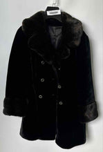 Load image into Gallery viewer, Borgazia Womens Black Faux Fur Long Sleeve Double-Breasted Pea Coat Size 12
