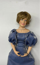 Load image into Gallery viewer, Blue Evening Gown Pearl Necklace Short Brown Hair Collectible Porcelain Doll
