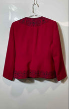 Load image into Gallery viewer, Kasper Womens Red Long Sleeve Collarless Round Neck Blazer Jacket Size 10
