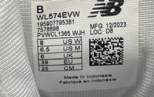 Load image into Gallery viewer, New Balance Unisex 574 Core WL574EVW White Gray Sneaker Shoes Size M6.5 W8
