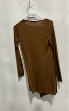 Load image into Gallery viewer, Zara W&amp;B Womens Brown Long Sleeve V-Neck Asymmetrical Hem Tunic Top Size S
