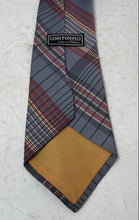 Load image into Gallery viewer, Gino Pompeii Mens Gray Plaid Print Adjustable Keeper Loop Formal Pointed Tie
