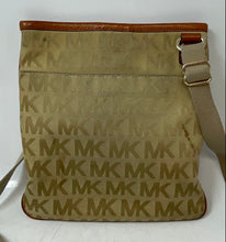 Load image into Gallery viewer, Michael Kors Womens Jet Set Brown Tan Monogram Adjustable Strap Crossbody Bag
