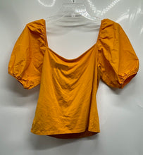 Load image into Gallery viewer, H&amp;M Womens Mustard Short Puff Sleeve Square Neck Pullover Blouse Top Size Medium
