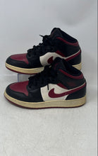Load image into Gallery viewer, Nike Kids Air Jordan 1 Mid White Black Red Lace-Up Basketball Shoes Size 7Y
