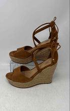 Load image into Gallery viewer, UGG Womens Reagan Brown Suede Peep Toe Wedge Heel Espadrille Sandals Size 8

