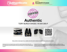 Load image into Gallery viewer, Authentic Tory Burch Womens Black Floral Leather Ballet Flats Size 9.5 M Damaged
