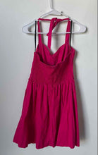 Load image into Gallery viewer, Guess Womens Fuchsia Pink Halter Neck Smocked Back Fit &amp; Flare Dress Size Medium
