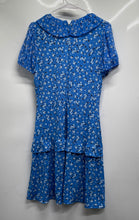 Load image into Gallery viewer, Karl Lagerfeld Womens Blue Floral Print Tiered Ruffle Back Zip Mini Dress Size 6
