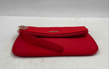 Load image into Gallery viewer, Giorgio Armani Beauty Womens Red Textured Fold-Over Wrist Strap Clutch Bag

