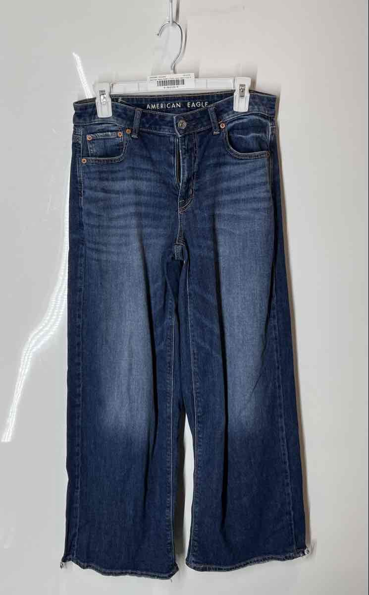 American Eagle Outfitters Womens Blue Stretch Wide-Leg Denim Jeans Pants Size 4