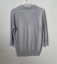 Load image into Gallery viewer, Zara Womens Gray Knitted Sequin 3/4 Sleeve Polo Pullover Sweater Size Medium
