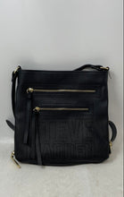 Load image into Gallery viewer, Steve Madden Womens Black Pebbled Leather Adjustable Strap Zip Top Crossbody Bag
