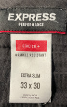 Load image into Gallery viewer, Express Mens Black Flat Front Extra Slim Fit Stretch Dress Pants Size 33X30
