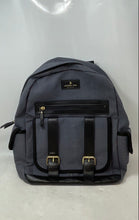 Load image into Gallery viewer, London Fog Mens Blue Canvas Adjustable Strap Outer Pockets Zip-Around Backpack
