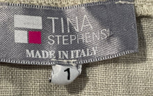Load image into Gallery viewer, Tina Stephens Womens Beige Linen 3/4 Sleeve One-Button Cropped Jacket Size 1
