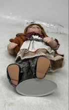 Load image into Gallery viewer, Duck House Heirloom Kassidy Girl Porcelain Doll Holding Brown Teddy Bear
