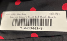 Load image into Gallery viewer, Express Womens Black Red Polka Dot Long Sleeve Collared Button-Up Shirt Size L
