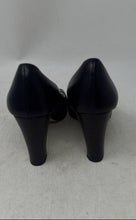 Load image into Gallery viewer, Toscanella Womens Black Leather Peep Toe Slip-On Block Pump Heels Size EUR 39
