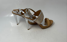 Load image into Gallery viewer, Coach Womens Silver Brown Open Toe Stiletto Platform Sandals Size 7.5
