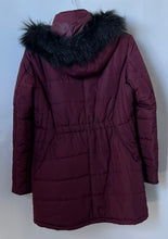 Load image into Gallery viewer, Maralyn &amp; Me Womens Burgundy Fur Trim Hooded Full-Zip Puffer Jacket Size L
