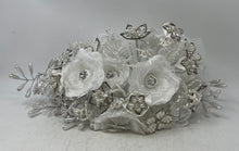 Load image into Gallery viewer, Large Bridal White Artificial Flowers With Crystals And Shapes Brooches
