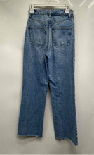 Load image into Gallery viewer, Zara Womens Blue Raw Hem Stretch Denim Straight Leg Jeans Pants Size 2
