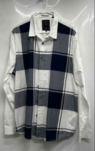 Load image into Gallery viewer, Guess Mens White Blue Plaid Print Long Sleeve Collared Button-Up Shirt Size XXL

