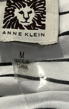 Load image into Gallery viewer, Anne Klein Womens White Black Striped Long Sleeve Side Tie Button-Up Shirt Sz M
