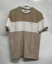 Load image into Gallery viewer, DKNY Mens Khaki Off-White Striped Short Sleeve Crew Neck Pullover T-Shirt Size S
