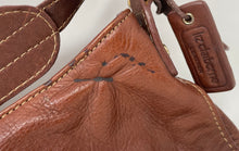 Load image into Gallery viewer, Liz Claiborne Womens Brown Leather Logo Charm Inner Zipped Pockets Shoulder Bag
