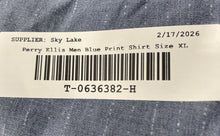 Load image into Gallery viewer, Perry Ellis Mens Blue Striped Print Cotton Long Sleeve Button-Up Shirt Size XL
