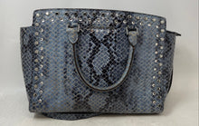 Load image into Gallery viewer, Michael Kors Womens Selma Blue Black Print Double Handle Satchel Handbag
