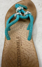 Load image into Gallery viewer, Eddy Daniele Womens Swarovski Blue Beige Slip-On Open Toe Thong Sandals Size 40
