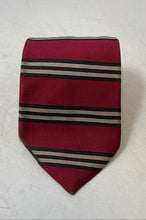 Load image into Gallery viewer, Brooks Brothers Mens Makers Red Black And Beige Striped Silk Pointed Tie
