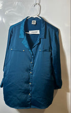 Load image into Gallery viewer, Anne Klein Womens Blue Collared Long Sleeve Button-Up Shirt Size Large
