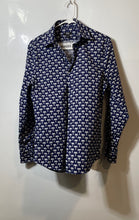 Load image into Gallery viewer, Express Mens Blue White Palm Tree Print Long Sleeve Slim Button-Up Shirt Size XS
