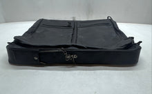 Load image into Gallery viewer, Vintage Black Leather Top Handle Outer Pockets Emerald Panthers Club Garment Bag
