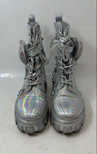 Load image into Gallery viewer, iHeartRaves Womens Monalisa Silver Round Toe Lace-Up Ankle Boots Size 6
