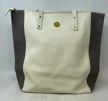Load image into Gallery viewer, Joy Mangano Womens White Gray Leather Double Handle Shoulder Tote Handbag
