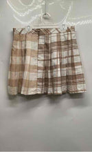 Load image into Gallery viewer, Forever 21 Womens White Brown Plaid Back Zipper Pleated Short Mini Skirt Size L
