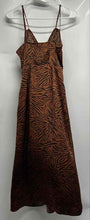Load image into Gallery viewer, Zara Womens Brown Zebra Print Spaghetti Straps V-Neck Midi A-Line Dress Size XS
