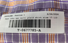 Load image into Gallery viewer, Sean John Mens Multicolor Plaid Long Sleeve Regular Fit Dress Shirt Size 17.5
