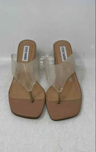 Load image into Gallery viewer, Steve Madden Womens Feeva Clear Beige Block Heel Slip-On Thong Sandals Size 6.5M
