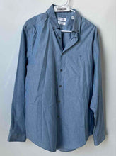 Load image into Gallery viewer, Calvin Klein Mens Blue Slim Fit Non Iron Long Sleeve Dress Shirt Size 16.5 34/35
