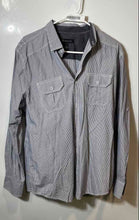 Load image into Gallery viewer, I.N.C International Concepts Mens Blue White Striped Button-Up Shirt Size M
